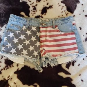 American flag jean shorts